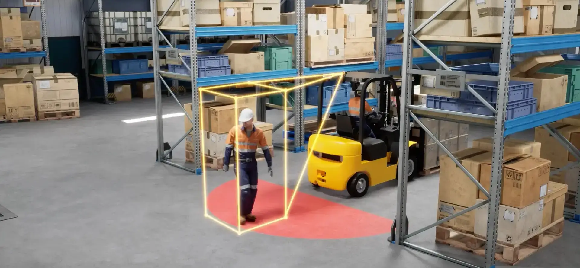 forklift proximity detection system in a warehouse